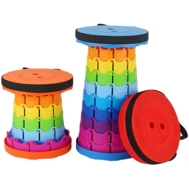 Outdoor Portable Rainbow Folding Chair Adjustable Telescopic Stool