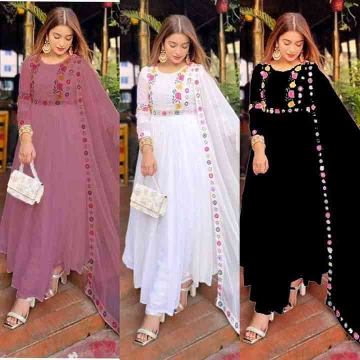 Georgette Embroidery Work 4 Piece Dress | জর্জেট এমব্রয়ডারি থ্রি-পিস