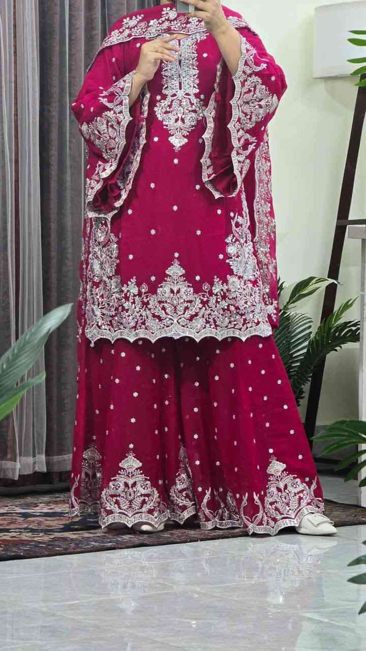 Premium Soft Georgette Four Piece Set – Sequin & Embroidery Work