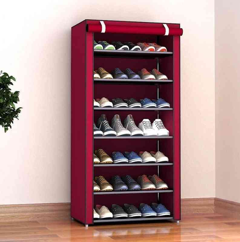 7-Layer Folding Shoe Rack | 21 Pair Shoe Storage Cabinet | Oxford Cloth Shoe Organizer