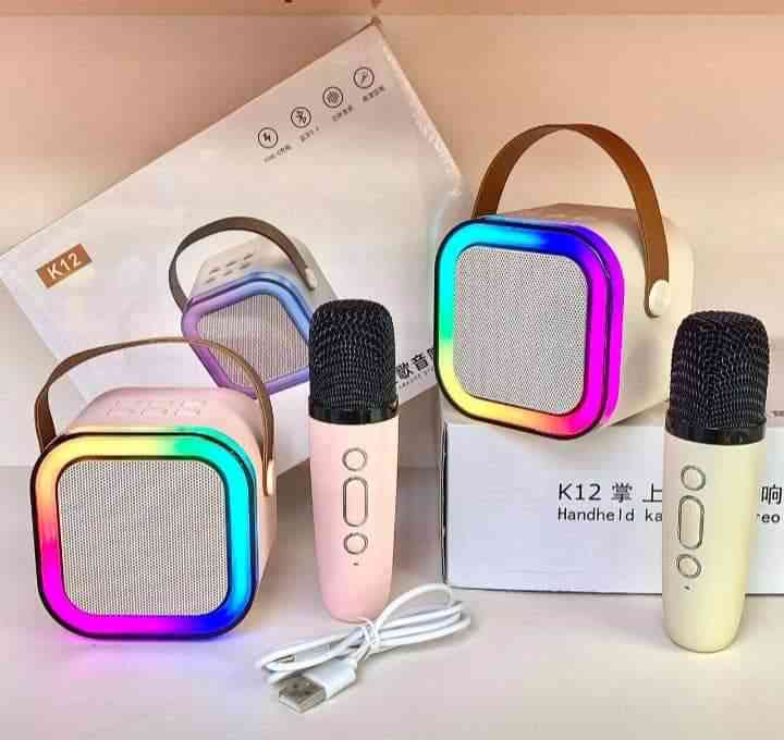 Wireless Karaoke Speaker with 2 Wireless Microphones, 4800mAh Battery & RGB Lights